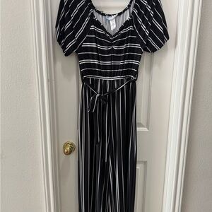 Black and White Striped Jumpsuit